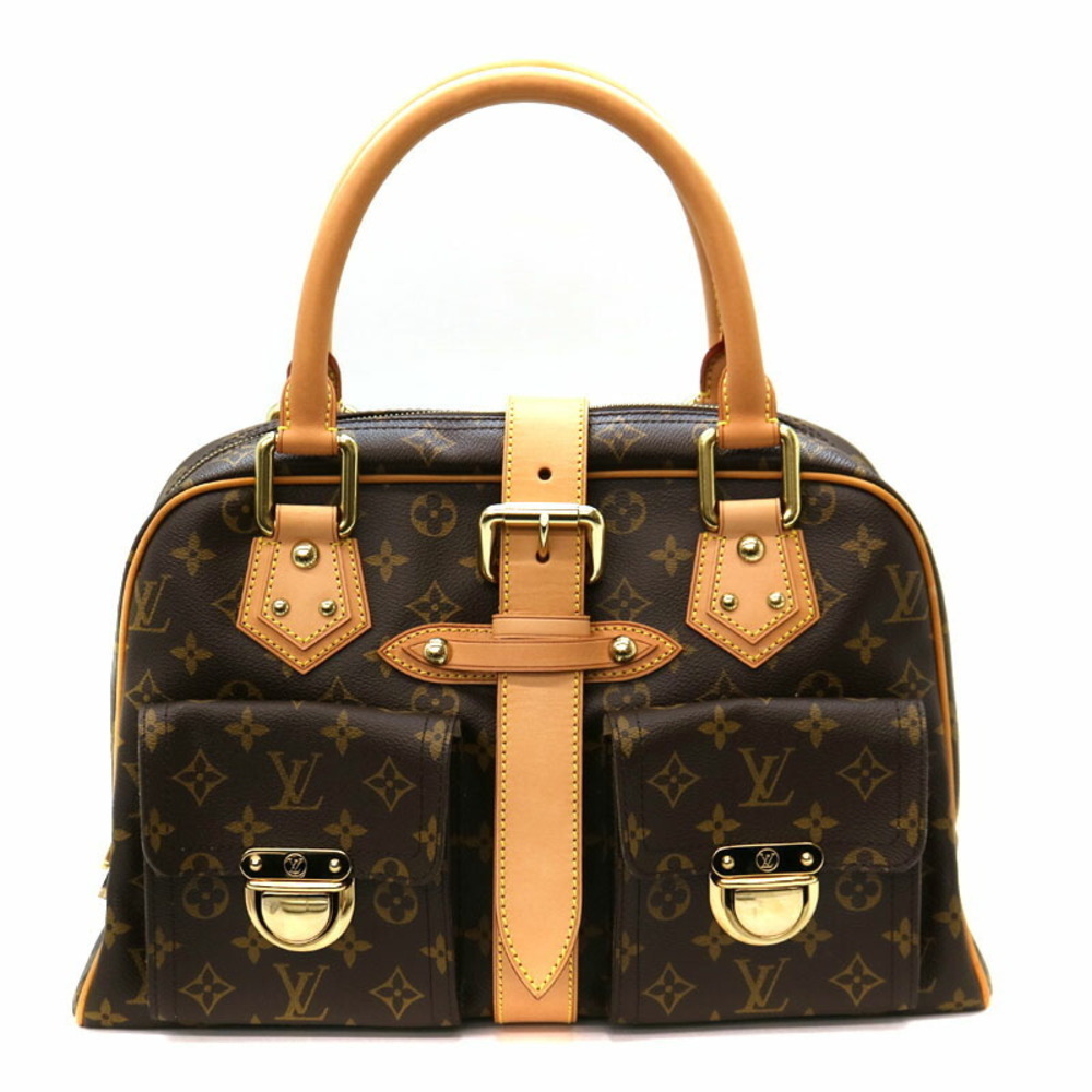 LOUIS VUITTON Manhattan Monogram Brown Handbag Bag Leather LV